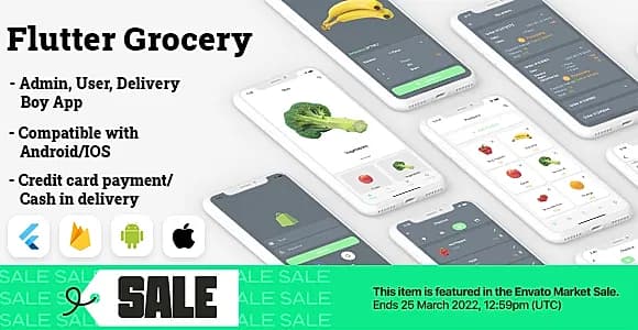 Flutter Grocery: Full Android + iOS eCommerce App (Flutter 2.0 Supported)