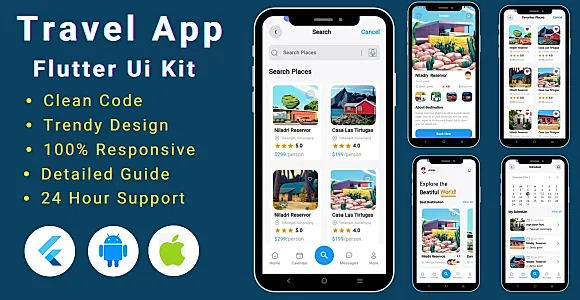Flutter Travel App UI Kit Template | Tours and Travels Flutter UI