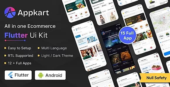 Flutter UI Kit Appkart - Biggest Flutter App Template Kit