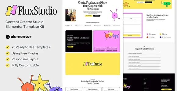 FluxStudio - Content Creator Studio Elementor Template Kit