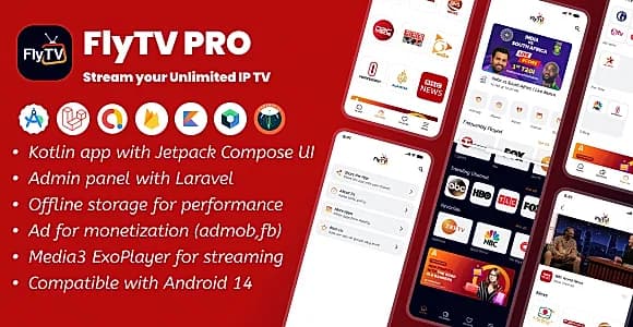 Fly TV | Multi Channel IP TV Streaming App