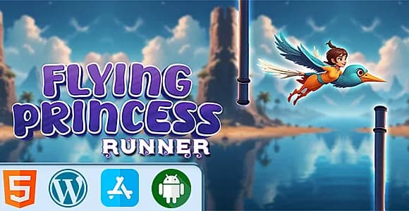 Flying Princess Runner Game - HTML5 Construct3 Game