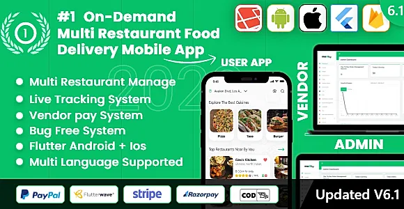 food delivery - Multiple Restaurants food Delivery Flutter App Mealup