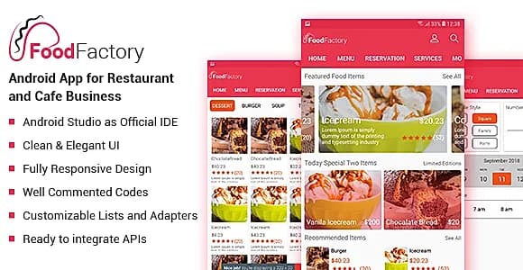 Food Factory - Android App For Restaurant and Cafe Business Template