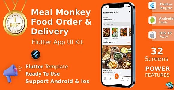 Food Order & Delivery Android App Template + iOS App Template | Flutter | Meal Monkey