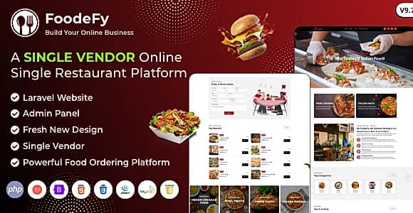 Foodefy - Single Restaurant Online Food Ordering Laravel Website Platform