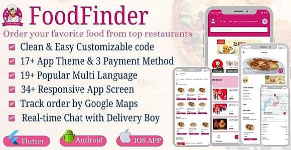 FoodFinder - Multi Restaurant Food Delivery App Flutter UI Kit