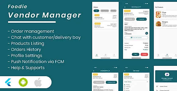Foodie Vendor Manager for Groceries, Foods, Pharmacies, Stores Flutter App