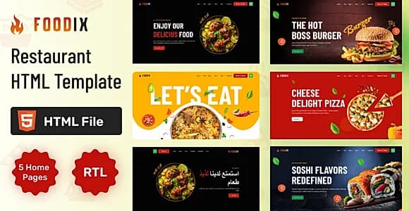 Foodix - Fast Foods & Restaurants HTML + RTL Template