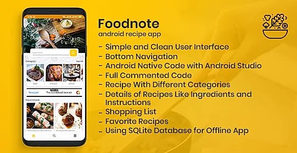 Foodnote Recipe App for Android SQLite