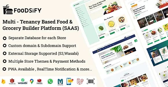 FOODSIFY - Multitenancy Based Food  Grocery & E-commerce Builder Platform (SAAS)
