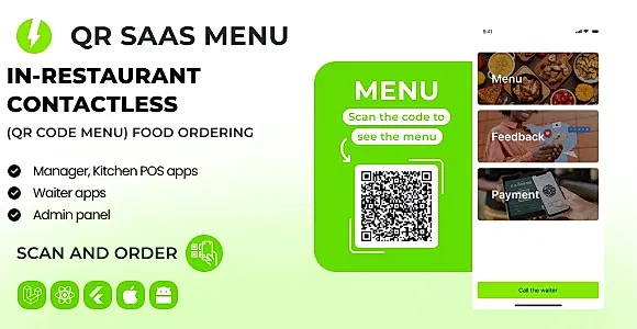 Foodyman SaaS - QR / Digital-menu, POS, Waiter and Kitchen platform (Admin, POS, Kitchen, Waiter)
