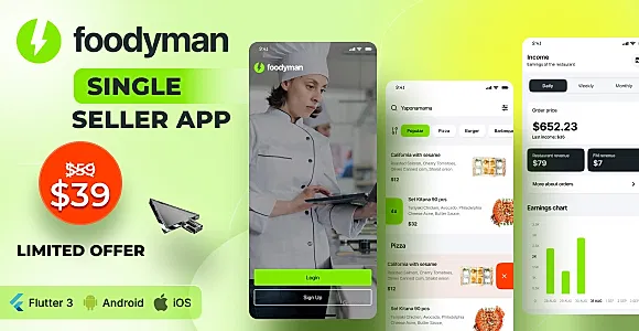Foodyman - Single Restaurant (with branches) Vendor App (iOS & Android)