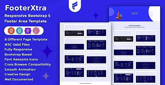 FooterXtra - Bootstrap 5 Footer Area Template