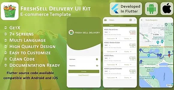 Freshsell Delivery App - Ecommerce Delivery - Flutter Mobile UI Template/Kit (Android, iOS)