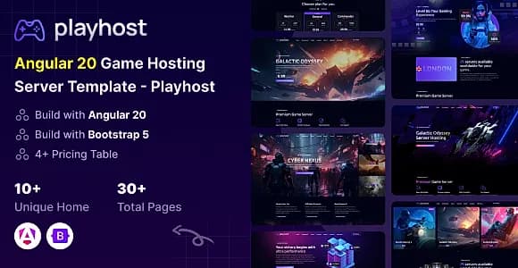 Game Hosting Server Angular 20 Template - Playhost