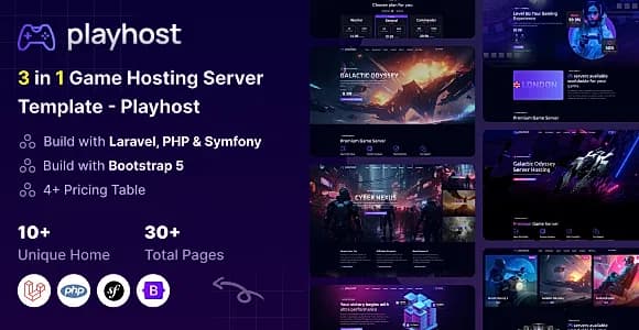 Game Hosting Server Laravel, PHP & Symfony Template - Playhost