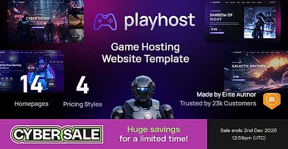 Game Hosting Server Website Template - Playhost