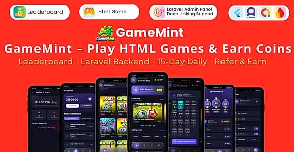 GameMint – Play & Earn HTML Games with Flutter and Laravel Backend