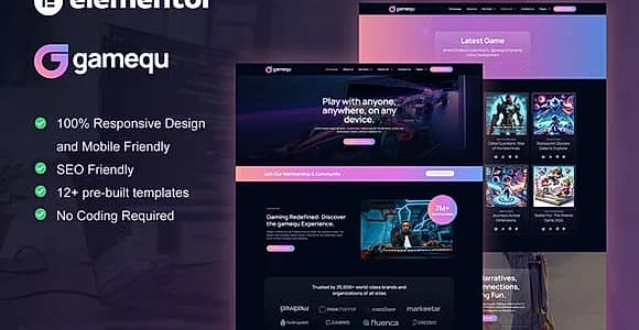 Gamequ - Game Publisher Elementor Pro Template Kit