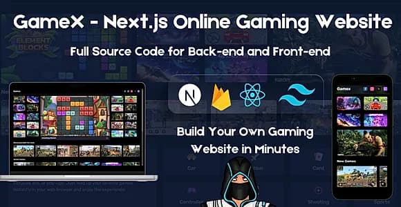 GameX -  React Next.js HTML5 Web Game Site Frontend + Backend