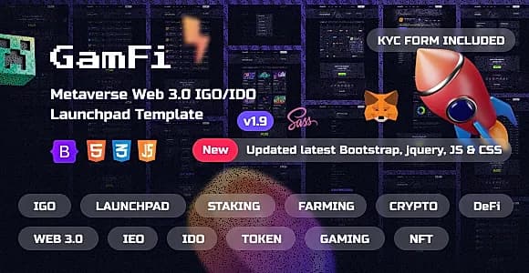 GamFi - Metaverse Web3 IGO Launchpad HTML5 Template