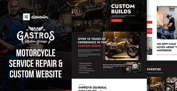 Gastros Garage - Motorcycle Service Repair  Elementor Template Kit