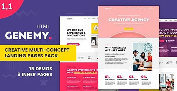 Genemy - Creative Multi Concept Landing Pages Pack