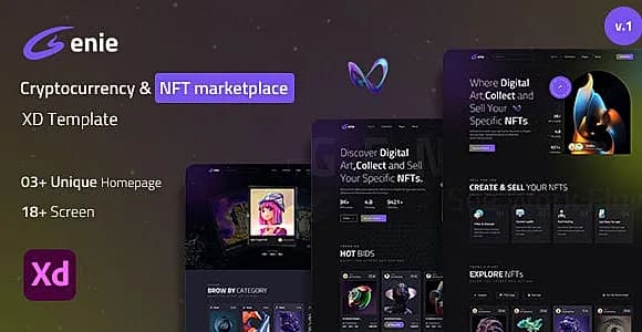 Genie- Cryptocurrency &  NFT marketplace XD Temmplate