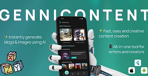 GeniiContent – AI Image Generation & Blog Writing UI KIT in Flutter