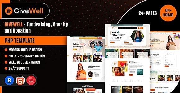 Givewell - Fundraising, Charity and Donation PHP Template