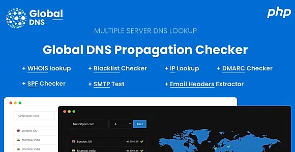 Global DNS - DNS Propagation Checker - WHOIS Lookup - PHP