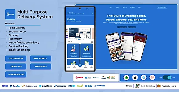Glover – Grocery, Food, Pharmacy & Courier App with Admin, Vendor, Driver Panel (Flutter + Laravel)