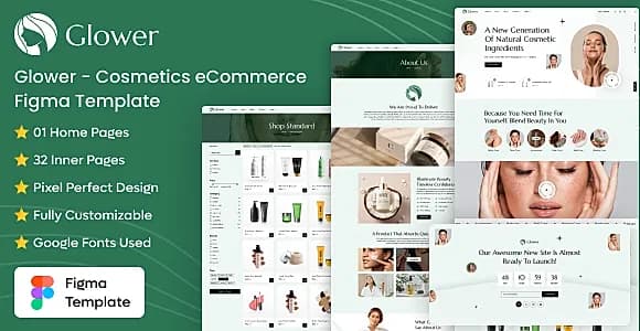Glower - Cosmetic eCommerce Figma Template