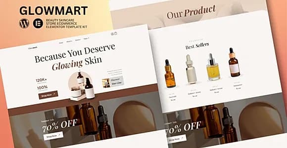 Glowmart - Beauty Cosmestics & Skincare Ecommerce Elementor Template Kit