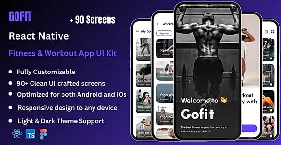 Gofit - Fitness & Workout React Native CLI App Ui Kit
