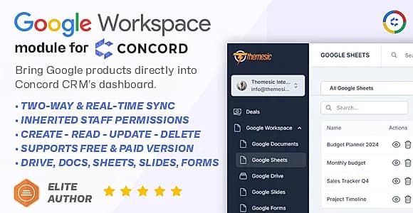 Google Workspace Module for Concord CRM - Google Drive, Sheets, Docs, Forms & Slides
