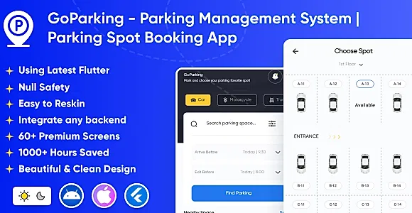 GoParking - Parking Management System | Parking Spot Booking App | Pay Car Parking | Flutter UI App