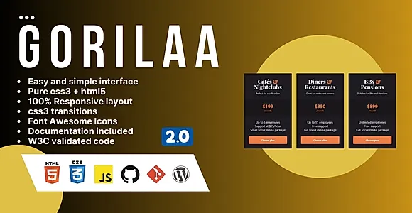 Gorilaa - Responsive Web Pricing Tables Grids