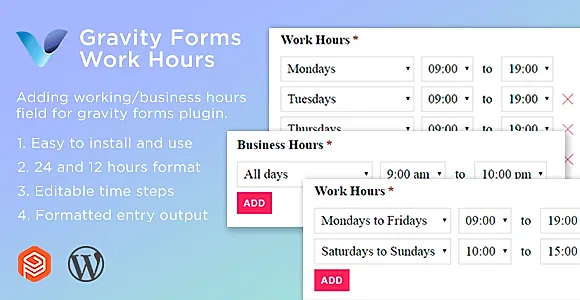 Gravity Forms Work Hours Field WordPress Plugin