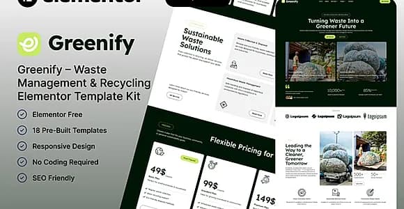 Greenify – Waste Management & Recycling Elementor Template Kit