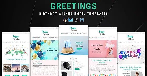 Greetings - Birthday Wishes Email Templates Bundle