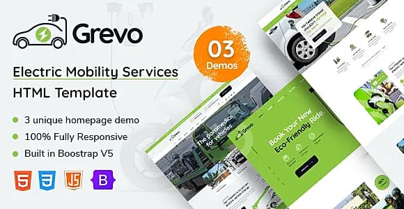 Grevo | Electric Mobility Services HTML Template