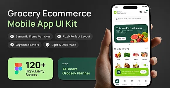 Groceria - Grocery App UI Kit with AI Grocery Planner