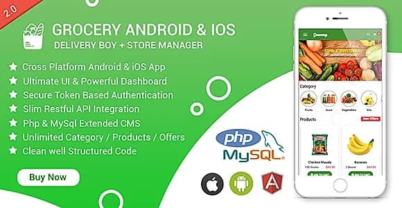 Grocery Android & iOS App with Delivery Boy and Store Manager App With CMS
