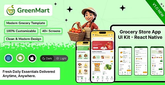Grocery & eCommerce Mobile App Template (React Native + iOS + Android)