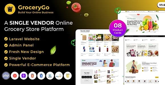 GroceryGo - Single Vendor Online Grocery Store Laravel Website Platform
