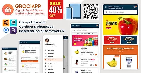 Grociapp - Organic Food & Grocery Market Mobile Template