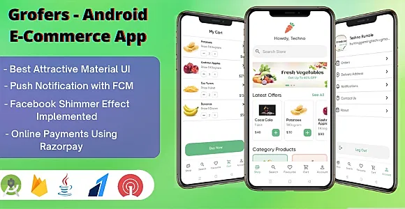 Grofers - Android Grocery, Food Ecommerse App | Firebase, Awesome Admin Panel