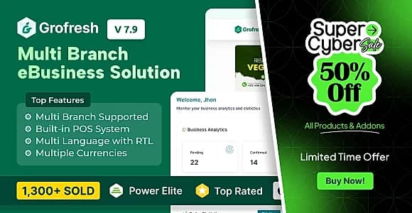 GroFresh - (Grocery, Pharmacy, eCommerce, Store) App and Web with Laravel Admin Panel + Delivery App